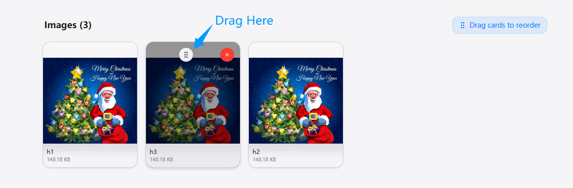 Arrange and reorder images before starting the HEIC to PDF process