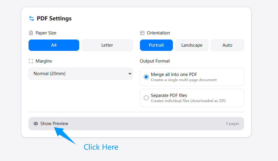Preview the layout of your HEIC to PDF document before converting